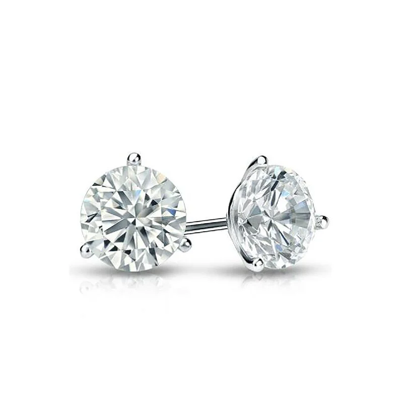 wedding earrings for women-3-Prong Diamond Stud Earrings