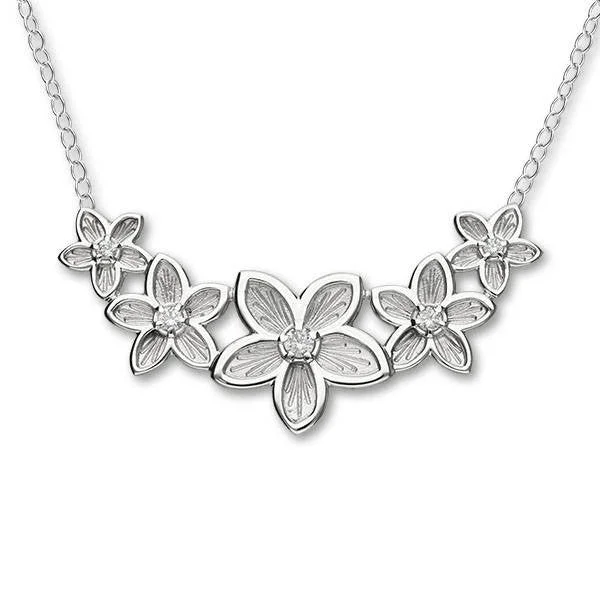 infinity necklaces for women-Silver Five Flower Necklace  with White Cubic Zirconia