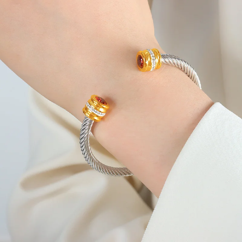 Orange Zircon Single-Layer Rhinestone Bracelet