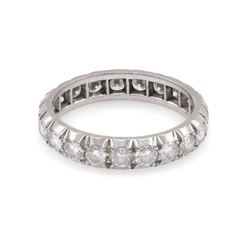 thin rings for women-French Art Deco Inspired Diamond Platinum Eternity Ring