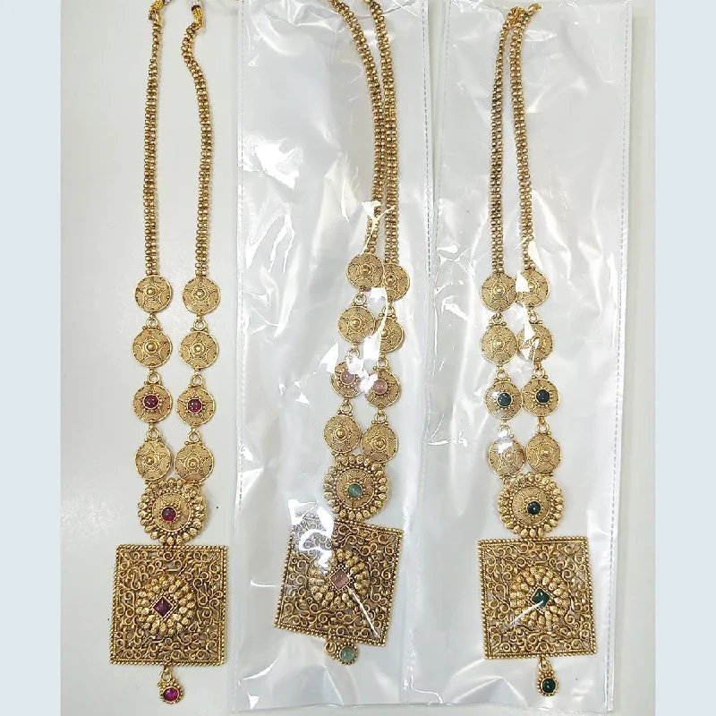 vintage lockets for women-Rani Sati Jewels Gold Plated Necklace Set (1 Piece Only)