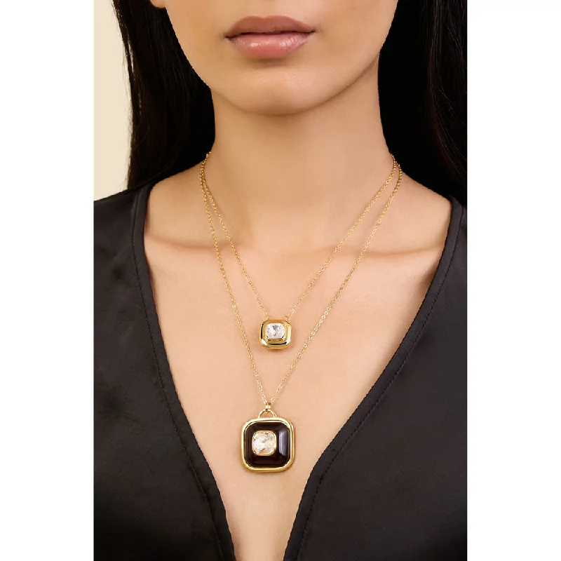 golden pendant necklaces for women-Isharya Layered Medallion in 18Kt Gold Plated Necklace