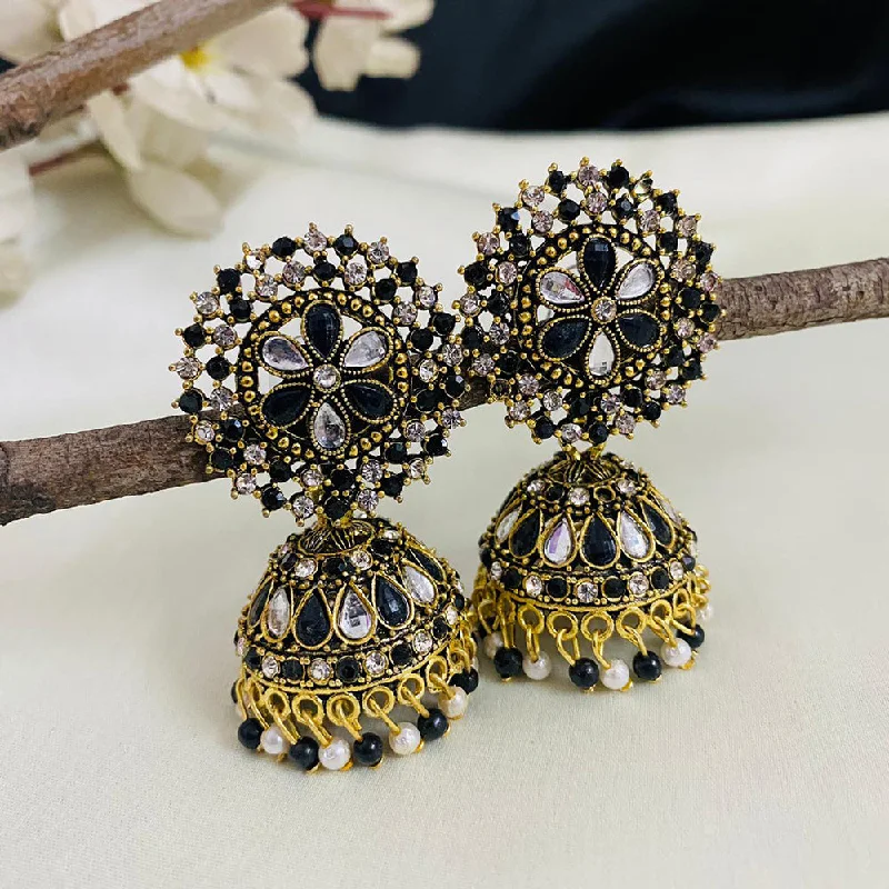 vintage gold earrings for women-Subhag Alankar White & Black Attractive Kundan earrings For Girls and Women