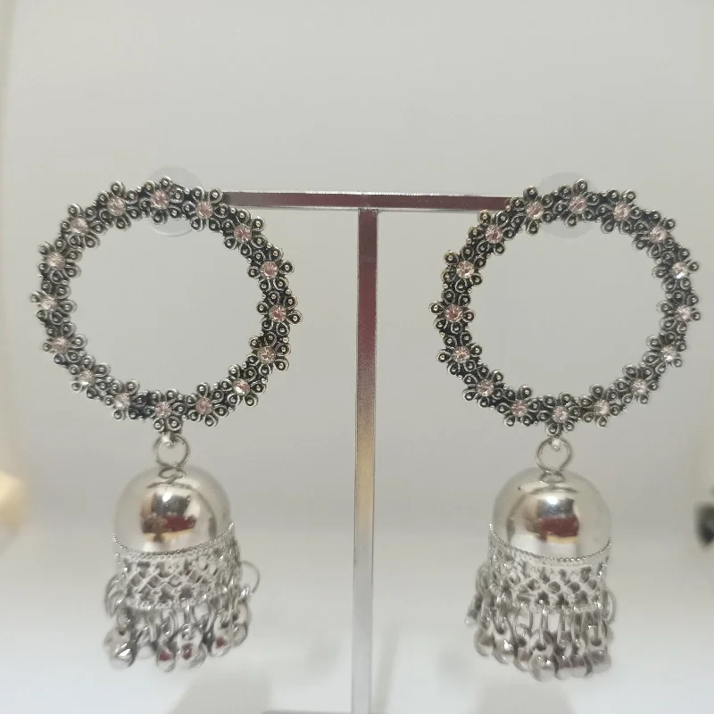 chandelier diamond earrings for women-Tahura Oxidised Plated Jhumki Earrings