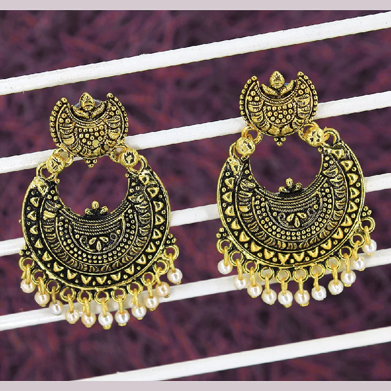 bridal earrings for women-Mahavir Gold Plated Dangler Earrings