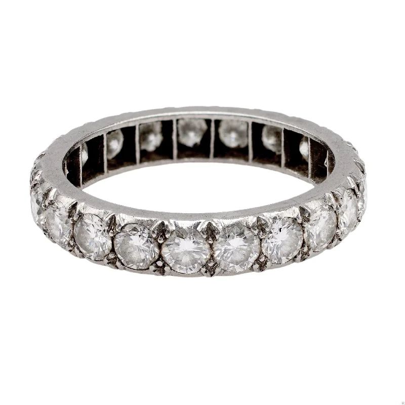 birthstone rings for women-Mid-Century French Diamond Platinum Eternity Band