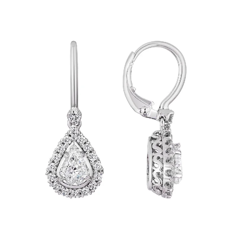 sterling silver earrings for women-L'Amour Crisscut Pear Shape Diamond Earrings