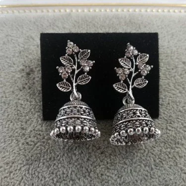 classic diamond earrings for women-Tahura Oxidised Plated Jhumki Earrings