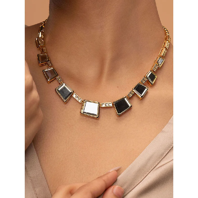 diamond necklaces for brides-Isharya Fete Mirror Collar Necklace In 18Kt Gold Plated