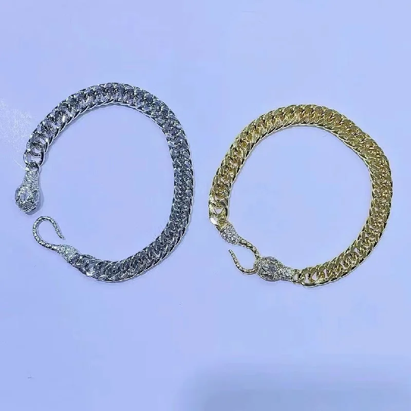 simple bangle sets for women-Hip-hop Geometric Metal Plating Inlay Zircon 18k Gold Plated Men's Bracelets