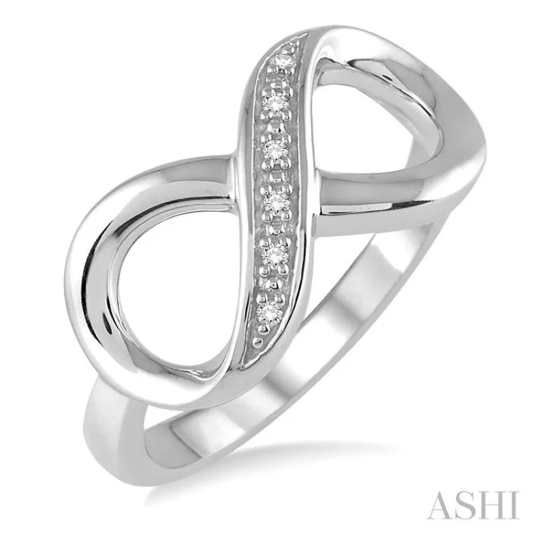 unique rings for women-1/50 Ctw Round Cut Diamond Infinity Ring in Sterling Silver