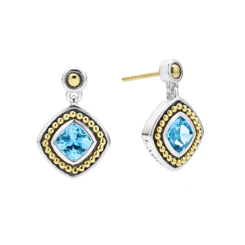 round hoop earrings for women-Swiss Blue Topaz Drop Earrings