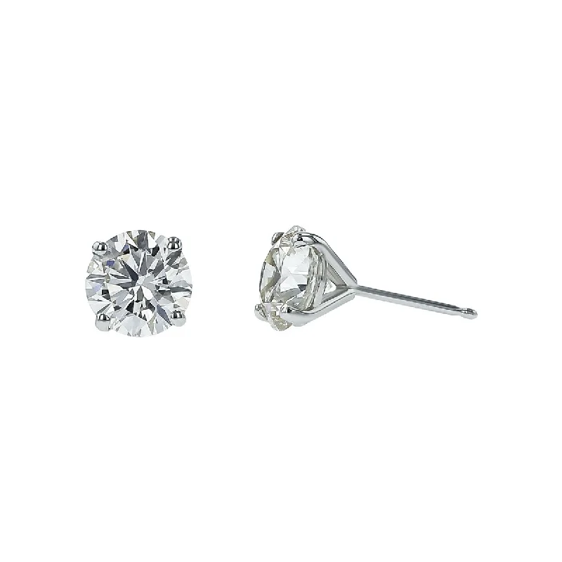 heart-shaped earrings for women-2.50ct Round Brilliant Diamond Stud Earrings in 14K White Gold