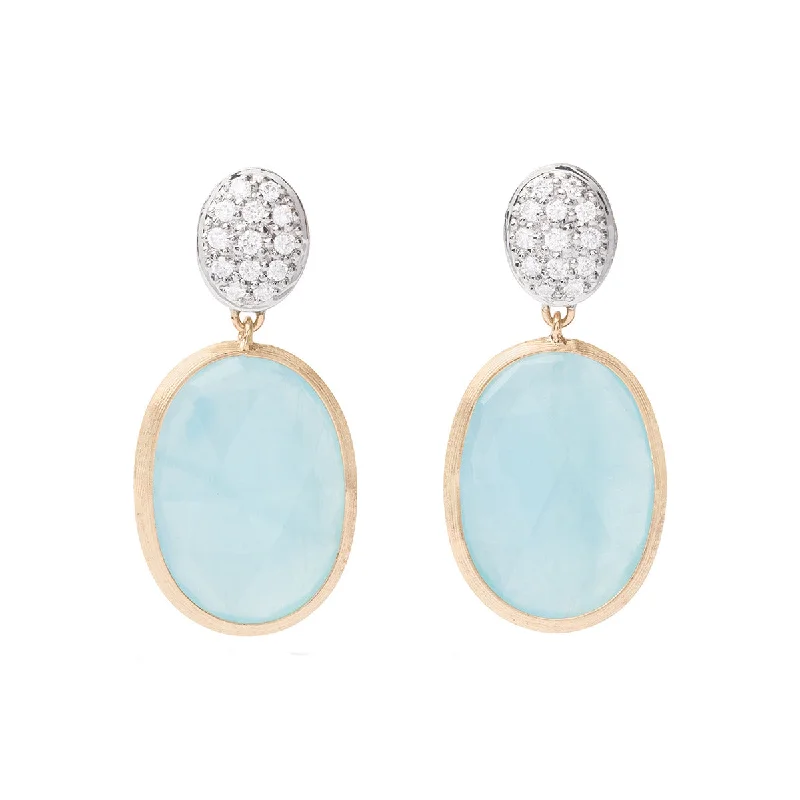 stud earrings for women-18K Gold Aquamarine and Diamond Drop Earrings