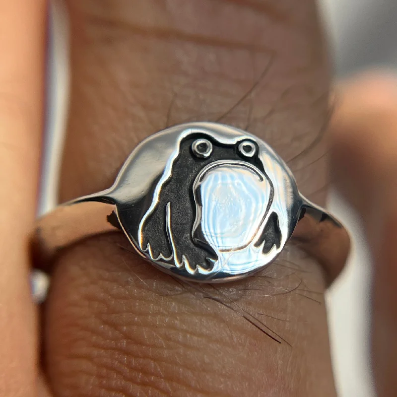 luxury diamond rings for women-Grumpy Frog signet