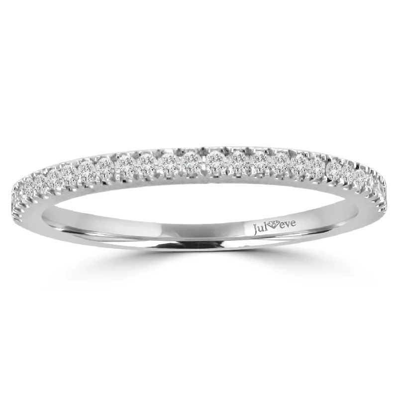 large diamond engagement rings for women-JULEVE 14KT WHITE GOLD .18 CTW DIAMOND WEDDING BAND