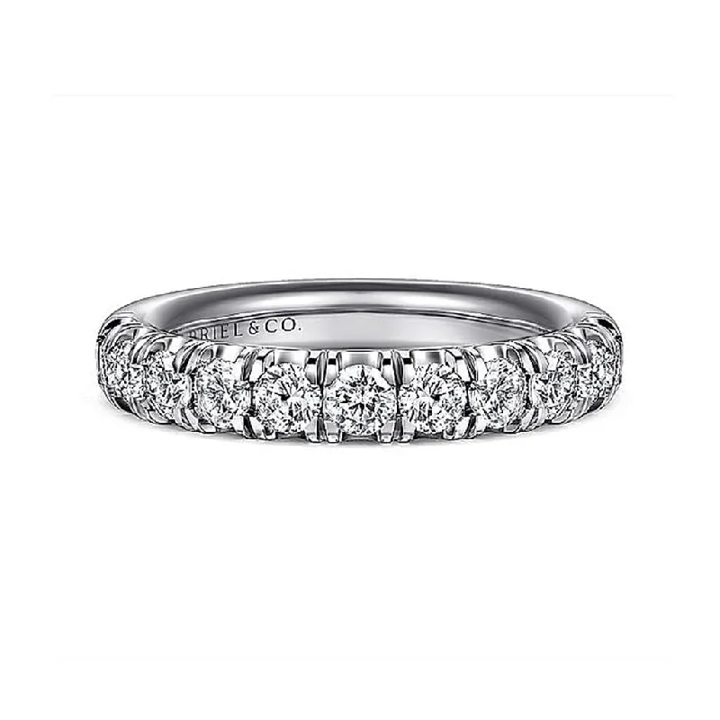 engagement rings with colored diamonds for women-Gabriel & Co 14k White Gold Pave Set Diamond Wedding Band - 1.0 cttw