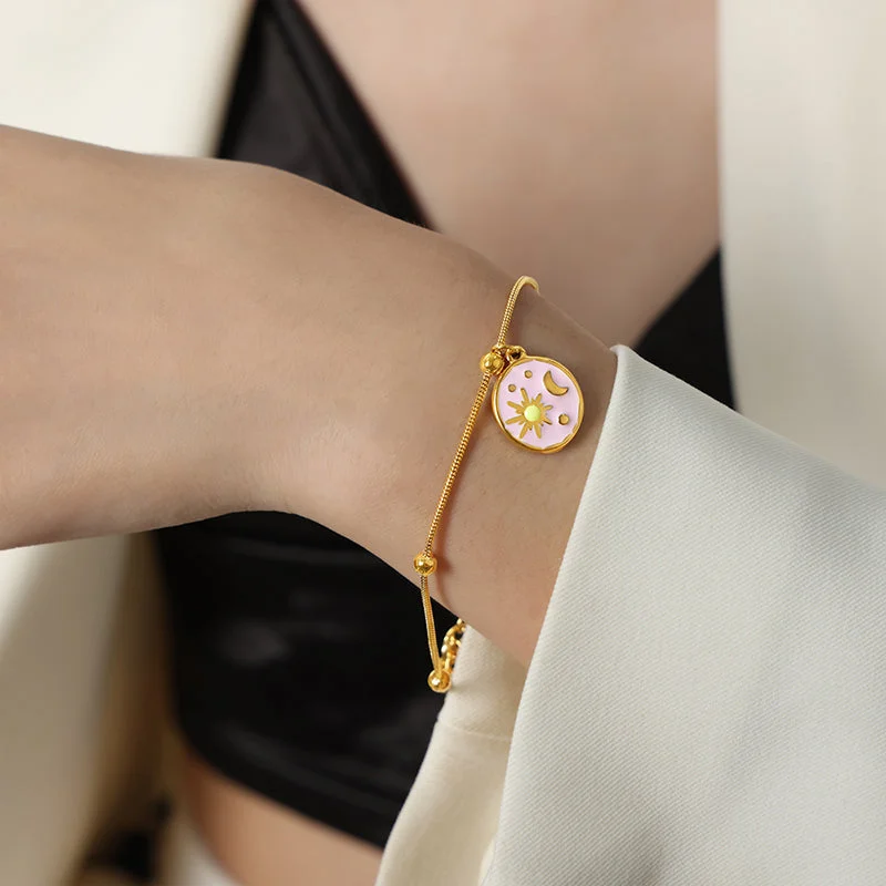 Pink Glaze Gold Bracelet-17 5cm