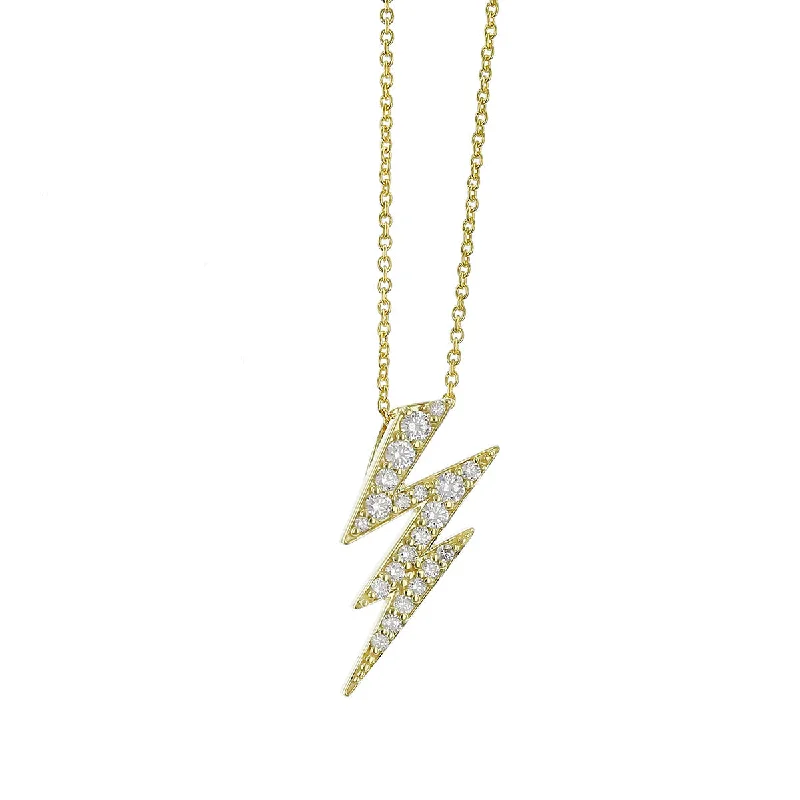 butterfly necklaces for women-18K Gold Lightning Bolt Diamond Pendant Necklace