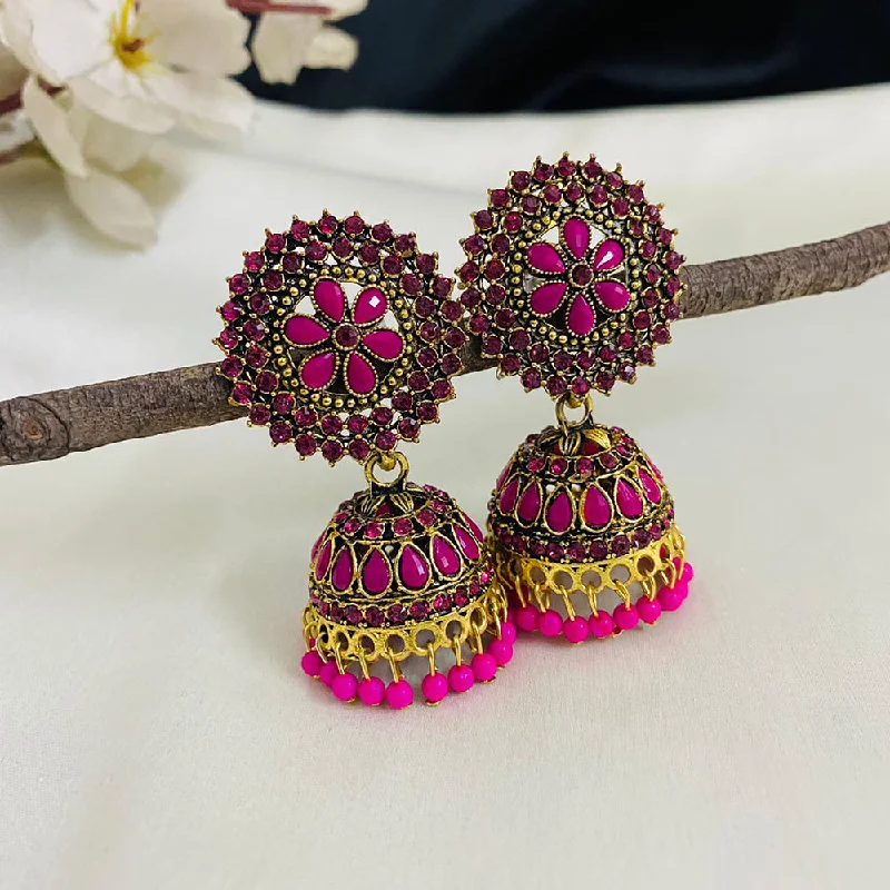 vintage earrings for women-Subhag Alankar Pink Attractive Kundan earrings For Girls and Women