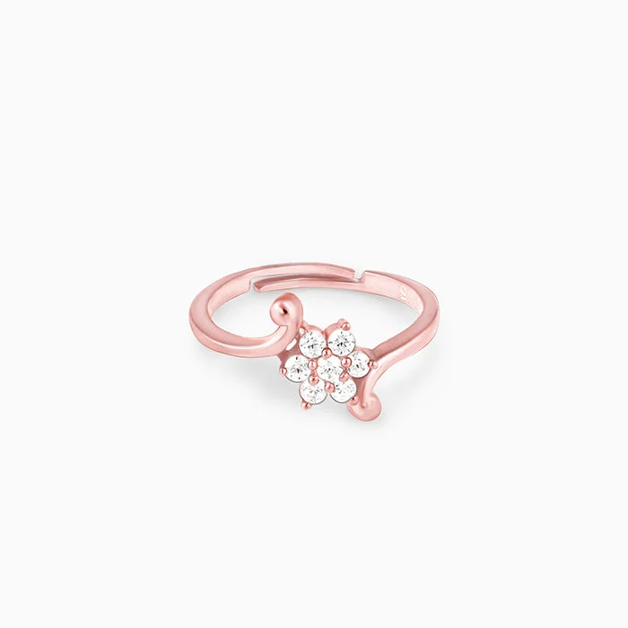 custom rings for women-Rose Gold Snowflake Ring