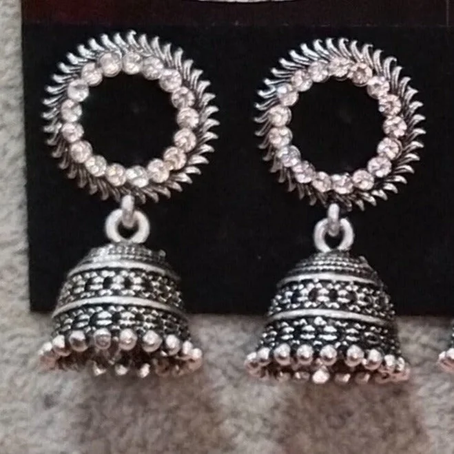 boho earrings for women-Tahura Oxidised Plated Jhumki Earrings