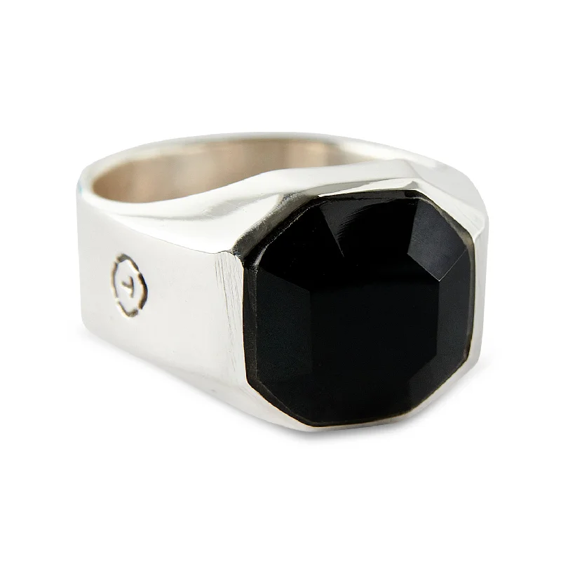 custom rings for women-Hexagonal & Onyx Ring