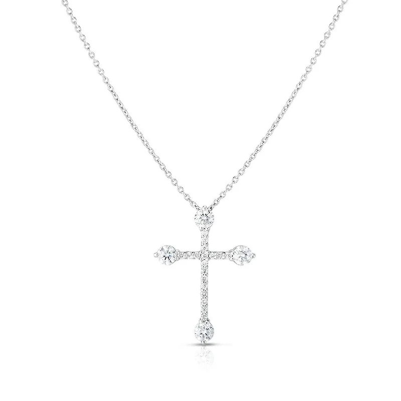 heart-shaped necklaces for women-18K Gold Diamonds Small Cross Necklace