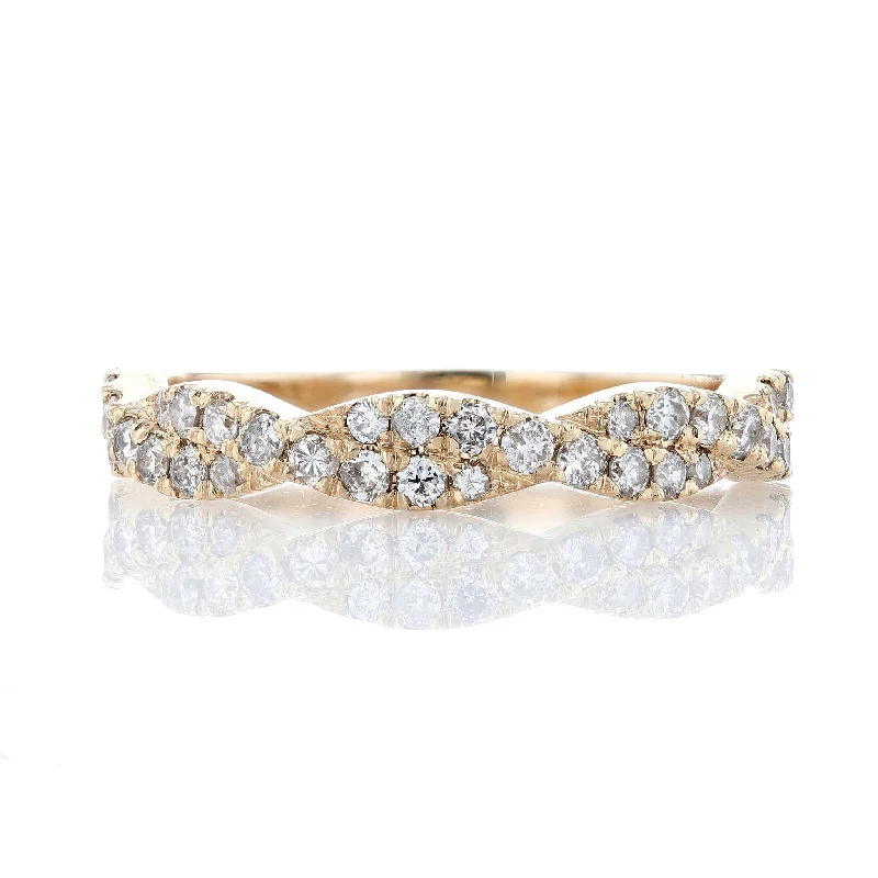 twist engagement rings for women-Twisted Diamond Wedding Band