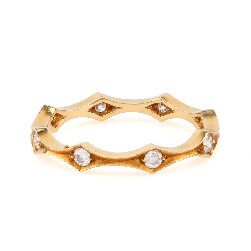 gold rings for women-Vintage Diamond 18K Yellow Gold Eternity Ring