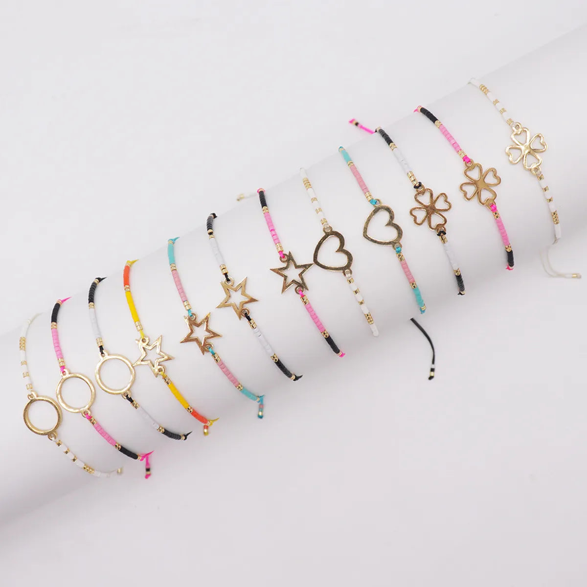 friendship bracelets for women-Casual Pentagram Heart Shape Glass Beaded Women's Bracelets