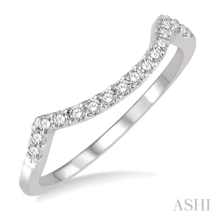 thin rings for women-1/5 Ctw Round Cut Diamond Wedding Band in 14K White Gold