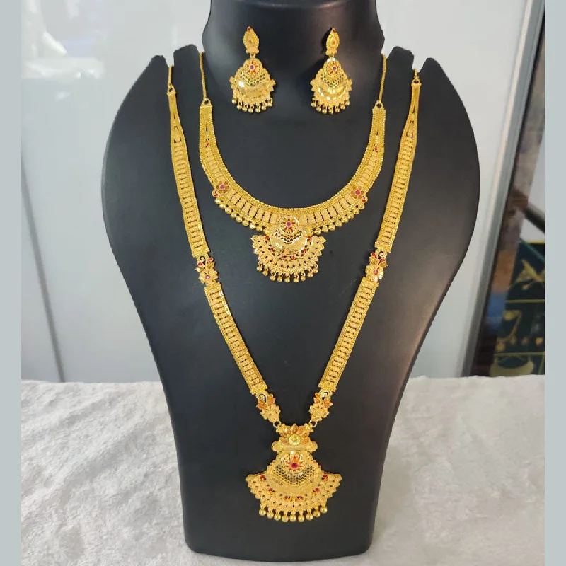 layering necklace sets for women-Pari Art Jewellery Forming Gold Necklace Combo