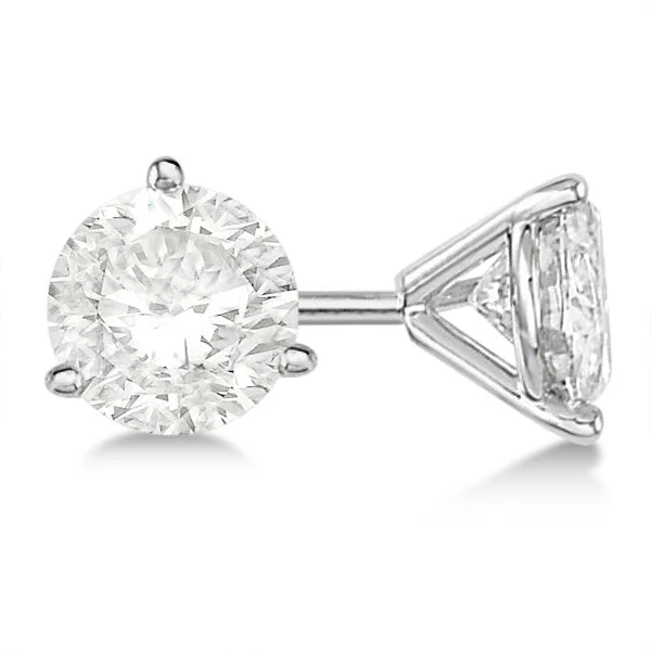 crystal stud earrings for women-1.50ct 2 Round Diamonds IJ/SI2-I1 3 Prong Stud Earrings in 14K White Gold