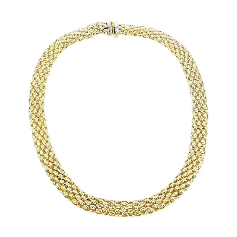 eternity circle necklaces for women-14K Yellow Gold Mesh Necklace