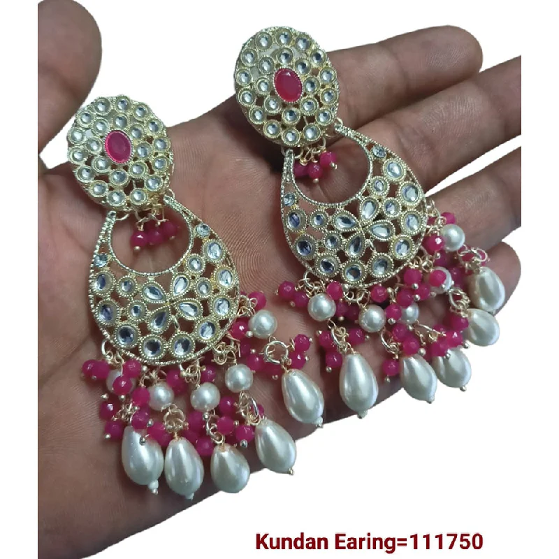 fashion gemstone earrings for women-Padmawati Bangles Gold Plated Kundan Stone Dangler Earrings