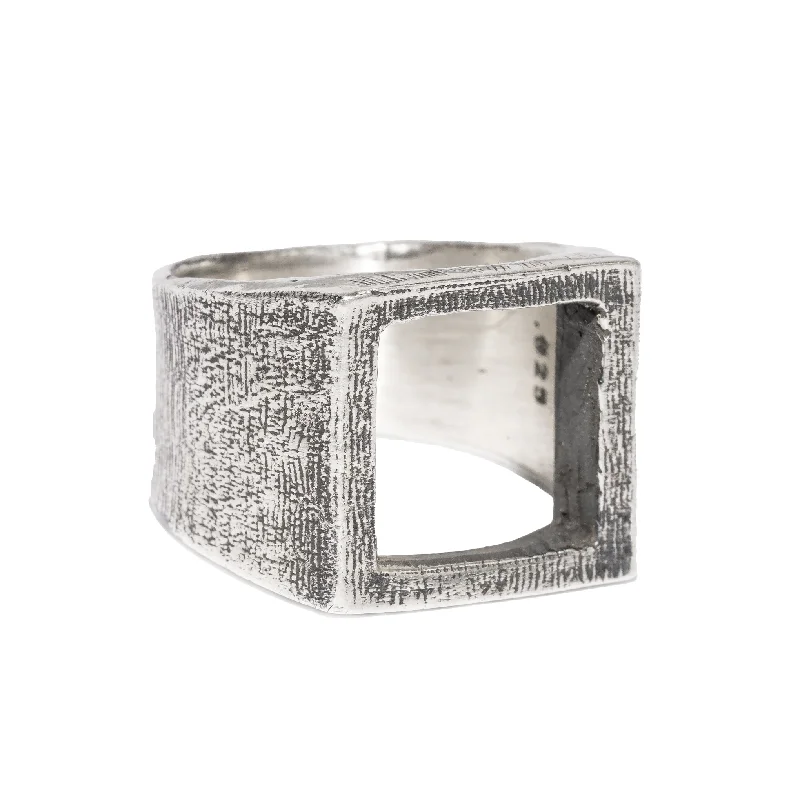 vintage rings for women-Rustic Square Ring