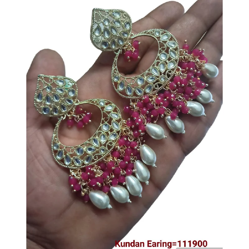 multi-color earrings for women-Padmawati Bangles Gold Plated Kundan Stone Dangler Earrings