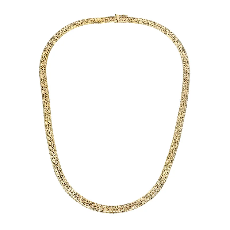 gold necklaces for women-16-Inch 14K Yellow Gold Brick Mesh Necklace