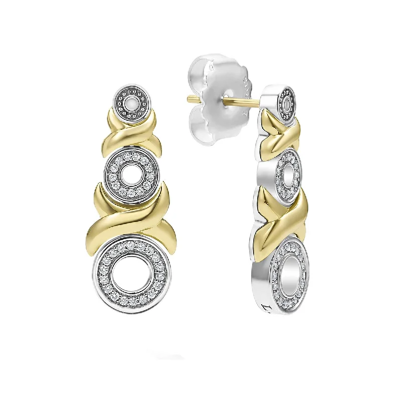 luxury earrings for women-18K Gold XO Diamond Drop Earrings