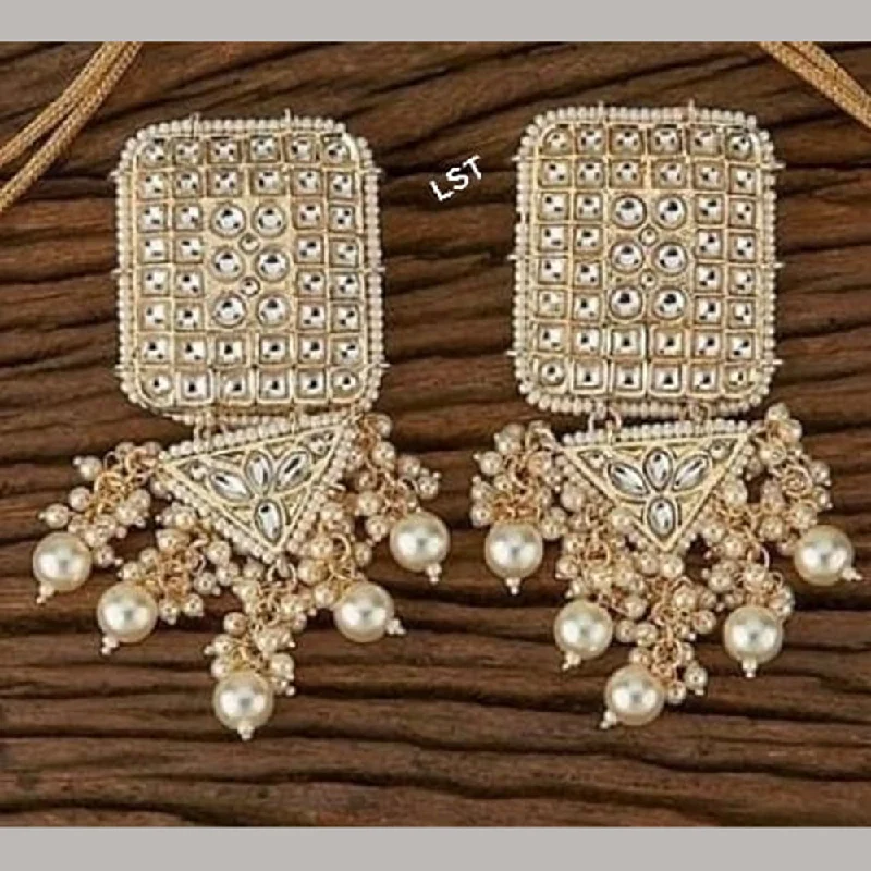 silver hoop earrings for women-Lucentarts Jewellery Gold Plated Kundan Stone Dangler Earrings