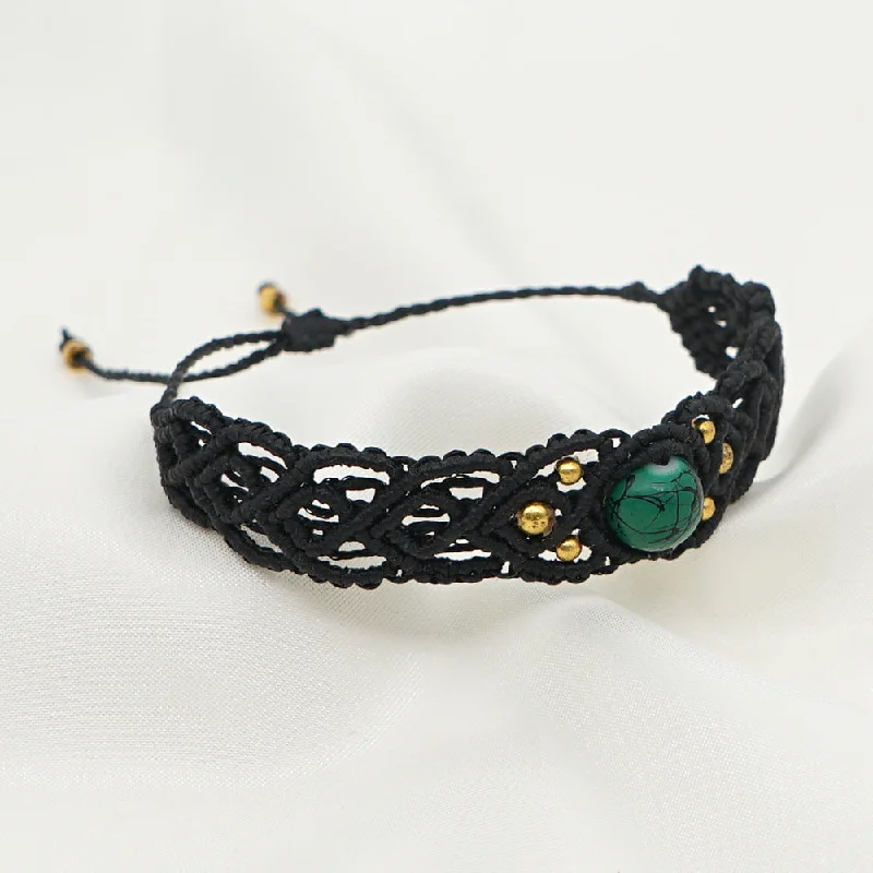 gold bangles for women-Ethnic Style Handmade Stone Beaded Macrame Bracelet