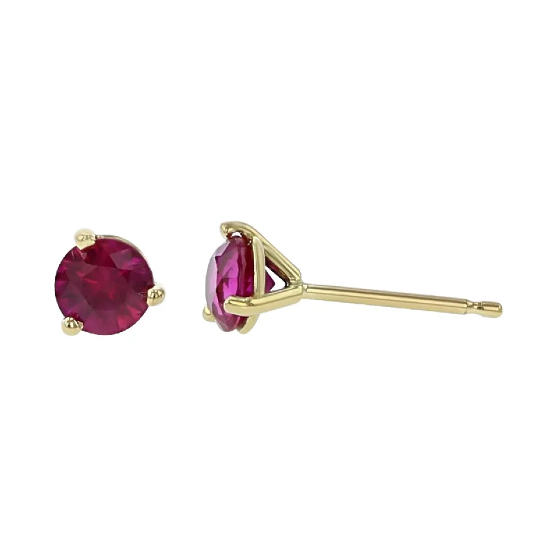 adjustable earrings for women-18K Yellow Gold Ruby Stud Earrings