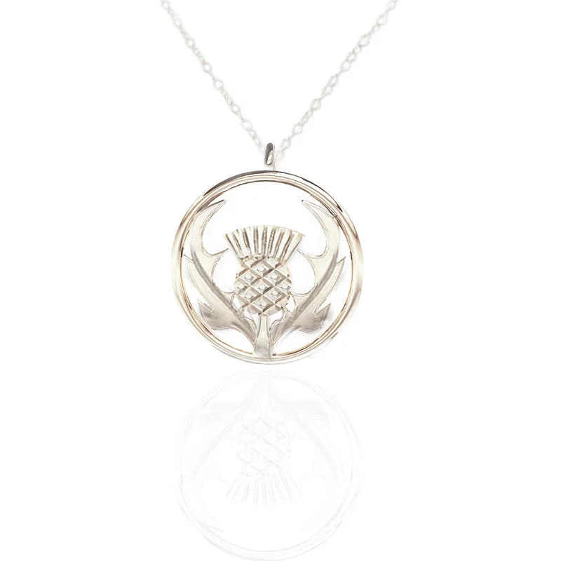 sapphire pendant necklaces for women-Round Scottish Thistle Necklace