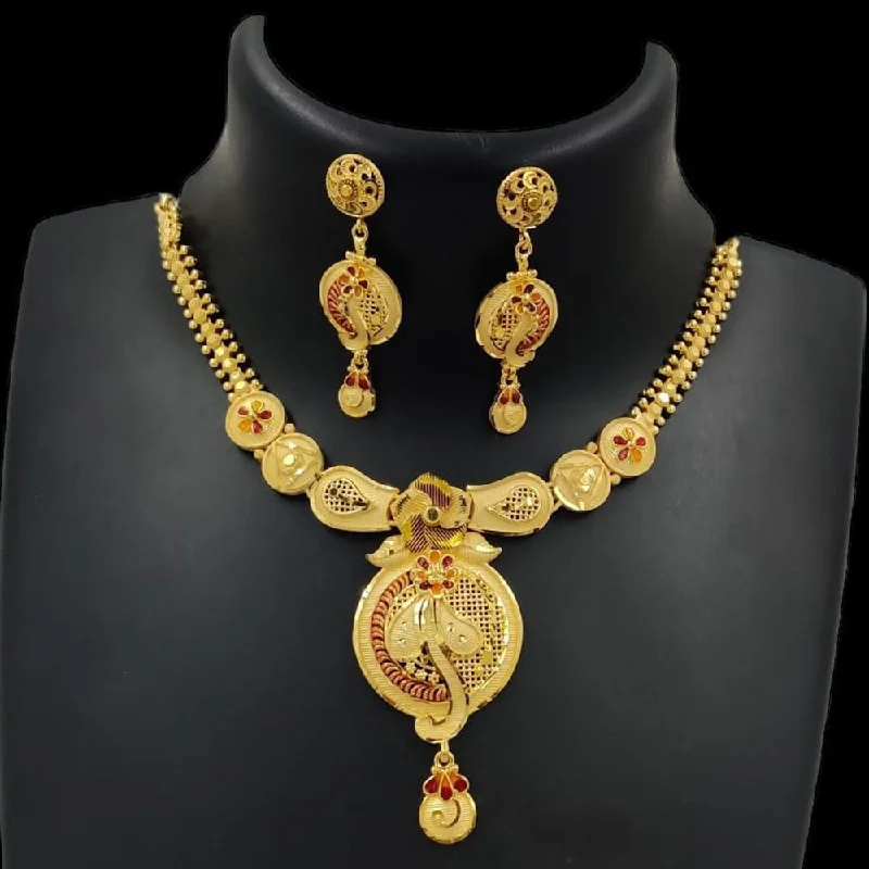 heart-shaped necklaces for women-Pari Art Jewellery Forming Gold Necklace Set