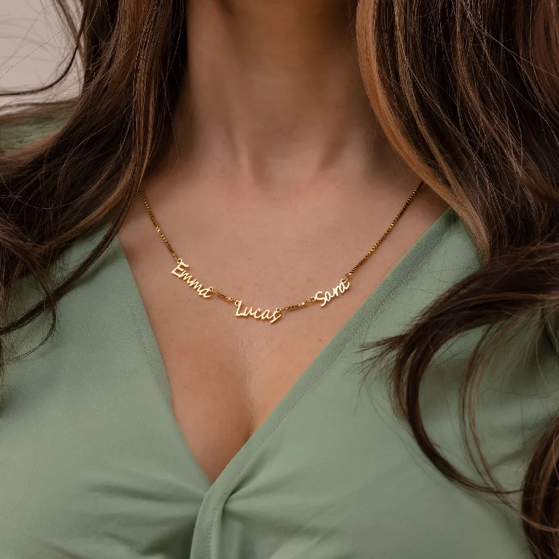 geometric gold necklaces for women-Multi name necklace gold