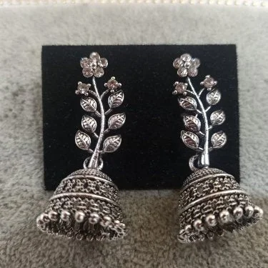 wedding earrings for women-Tahura Oxidised Plated Jhumki Earrings