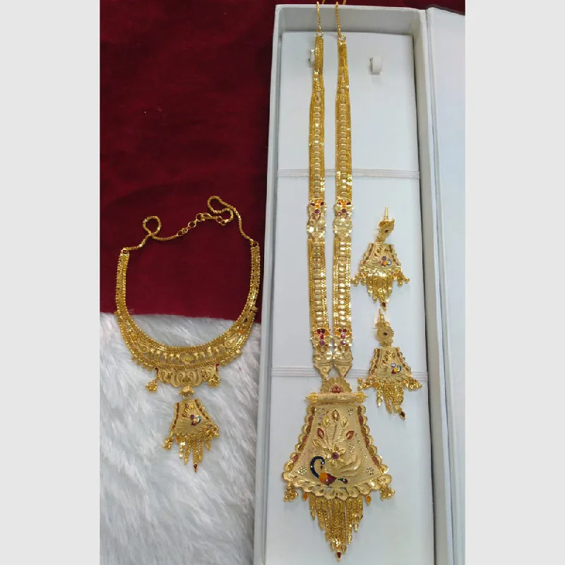 sapphire pendant necklaces for women-Pari Art Jewellery Forming Gold Combo Necklace Set