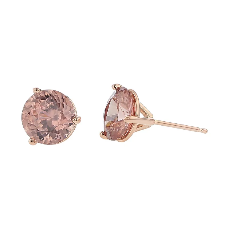 layered earrings for women-14K Rose Gold Blush Zircon Stud Earrings