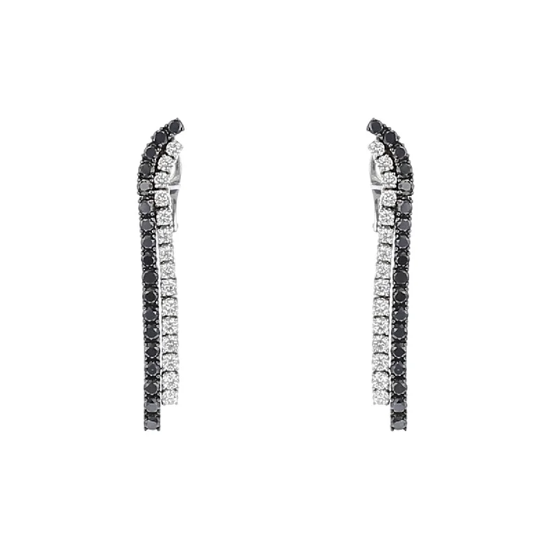 large hoop earrings for women-Salavetti Black and White Diamond Drop Earrings